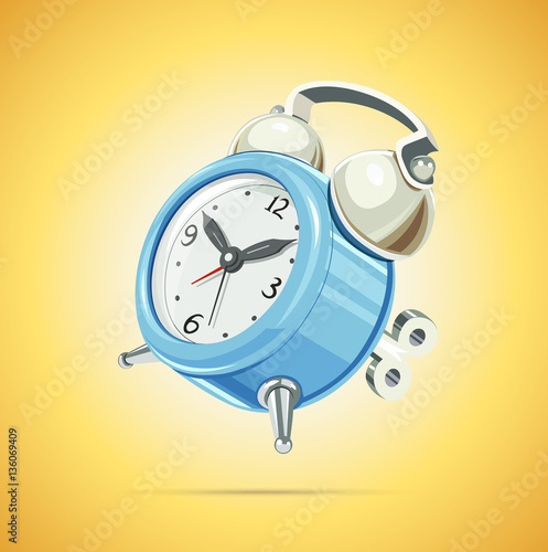 Vintage alarm clock with arrow and bells