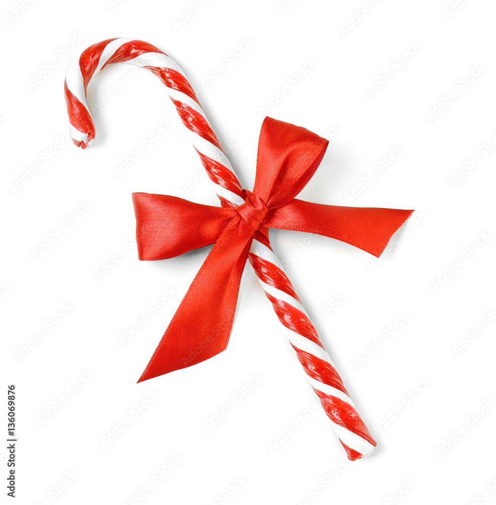 Candy cane on white background