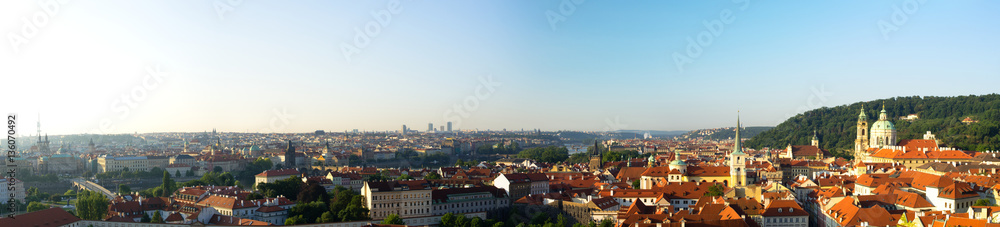 Prague city panorama at early morning, Czech Republic.