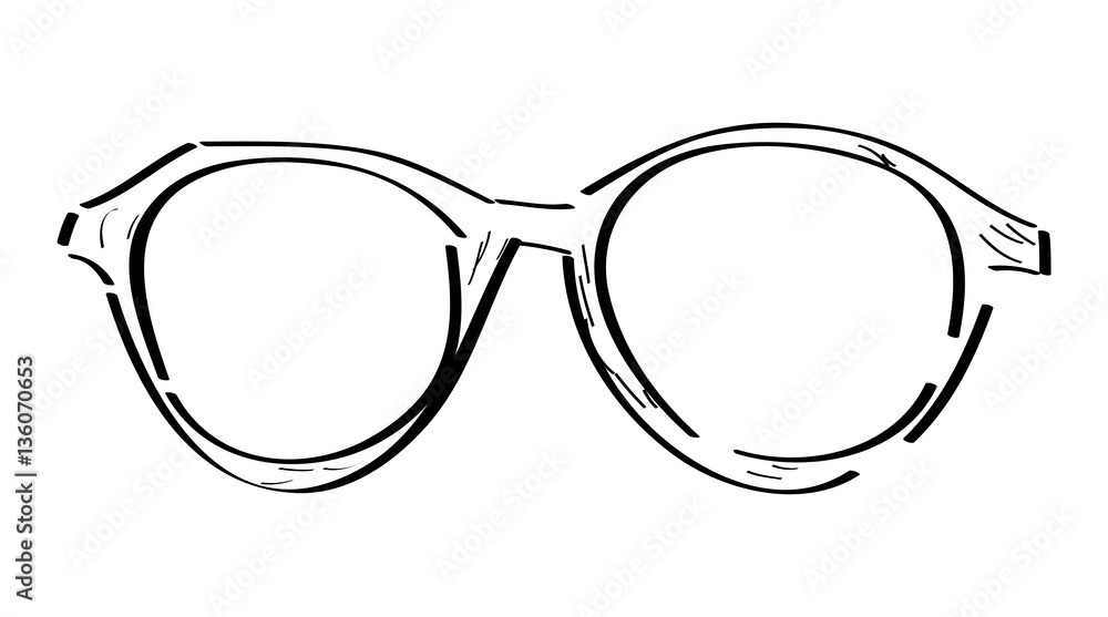 Isolated outline of glasses on a white background, Vector illustration Isolated outline of glasses on a white background, Vector illustration