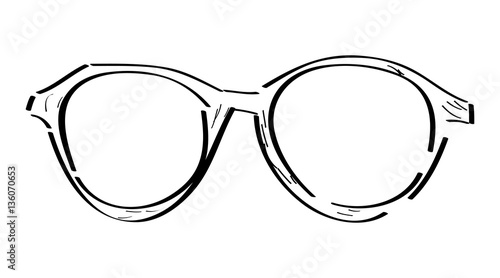 Isolated outline of glasses on a white background, Vector illustration