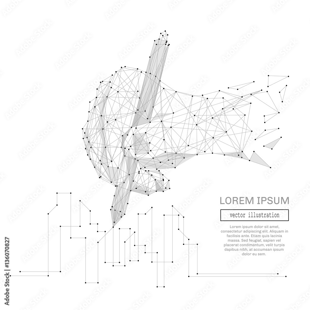 Abstract hand draws a drawing polygonal, geometry triangle. Light