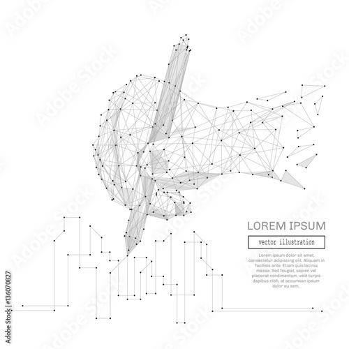 Abstract hand draws a drawing polygonal, geometry triangle. Light connection structure. Low poly vector background. Connection structure