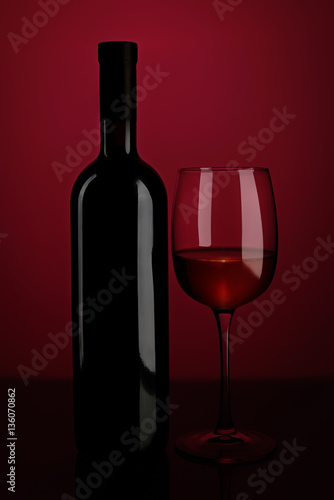 Bottle and wineglass