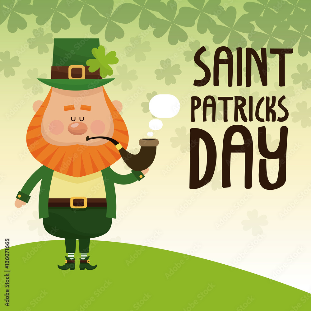 saint patricks day leprechaun smoking tobacco pipe lettering poster vector illustration eps 10 saint patricks day leprechaun smoking tobacco pipe lettering poster vector illustration eps 10