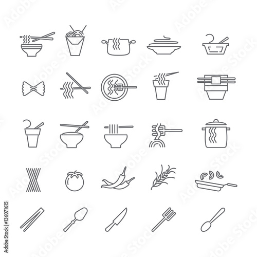 Icons with dishes of noodles.