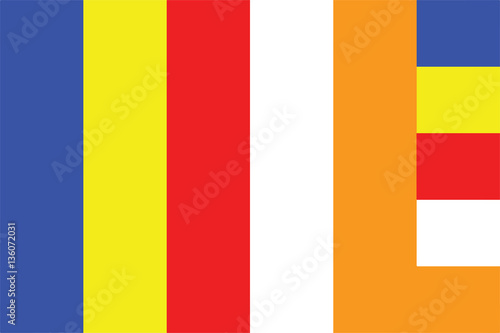 Religious sign. Buddhism. International flag of Buddhism. Vector