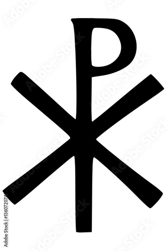 Religious sign. Christianity. The Labarum or Chi Rho symbol. The first two letters of Christ, in Greek. Vector Format.