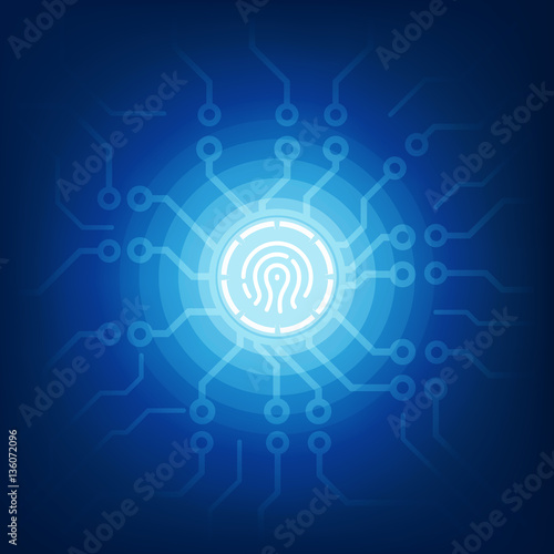 Head-Up Display, Fingerprint scan, Future security technology. V