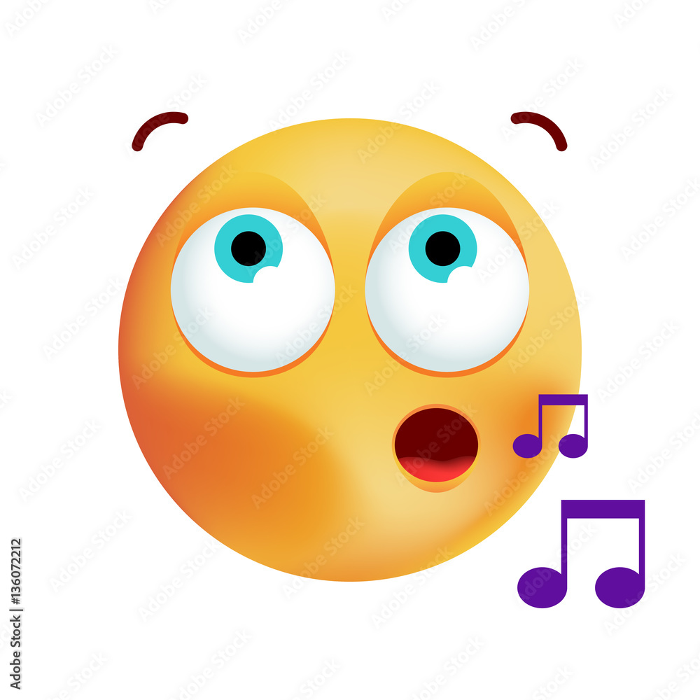 Fototapeta premium Cute Whisteling Emoticon on White Background . Isolated Vector Illustration 