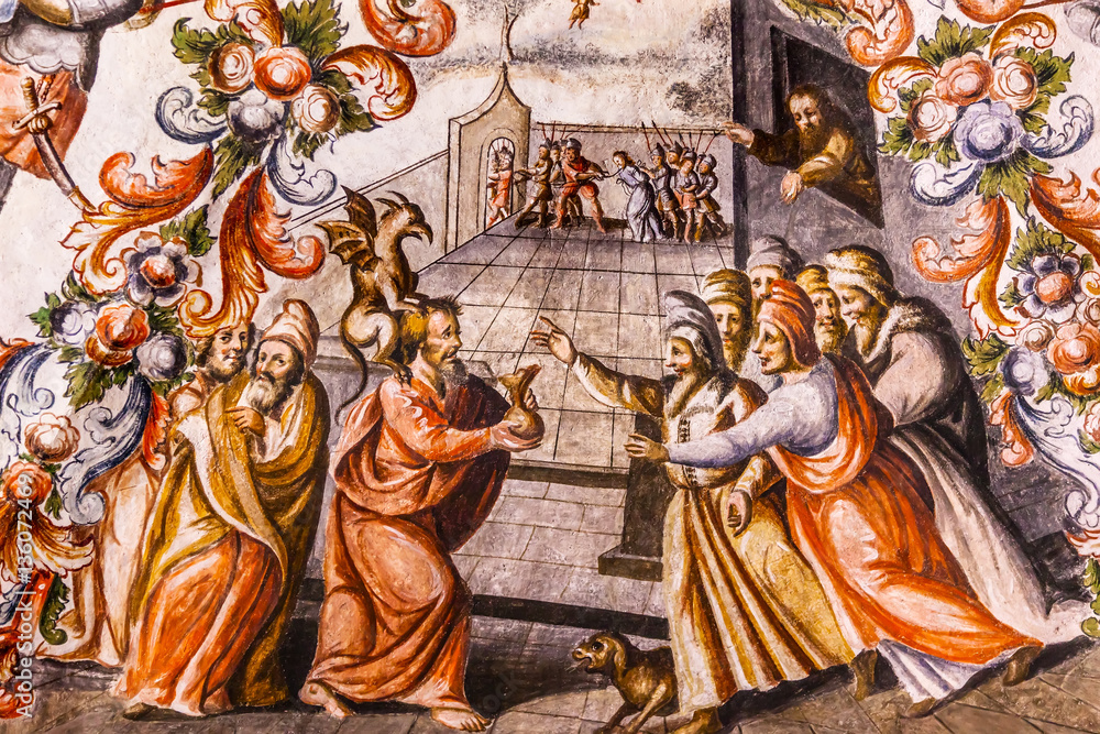 Judas Receiving Silver Fresco Sanctuary of Jesus Atotonilco Mexi