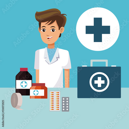paramedic people cross medicine healthcare vector illustration eps 10
