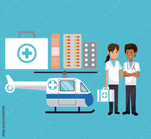 staff medical medicine helicopter vector illustration eps 10