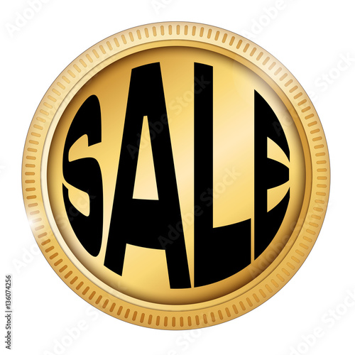 Sale in Gold Coin isolated on white background