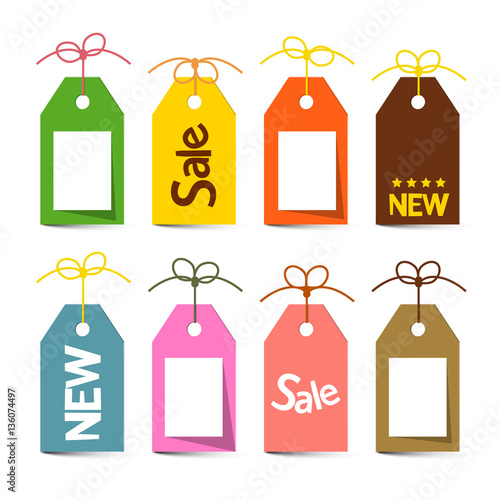 Tags with Strings. Vector Labels with Strings Isolated on White Background.