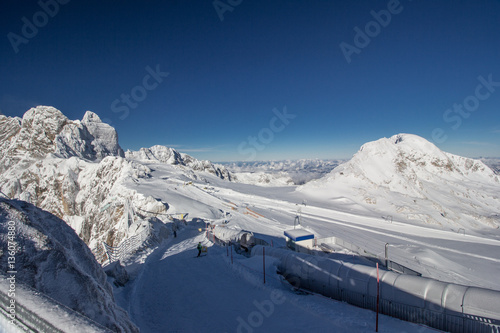 Ski slopes on Dachstein Glacier in Austrian Alps