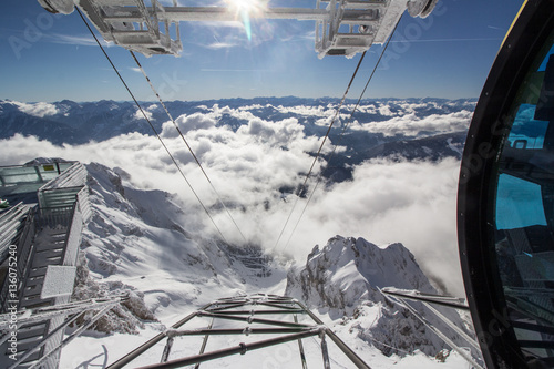 Overlooking Austrian Alps from a cable car on the Dachstein glacier