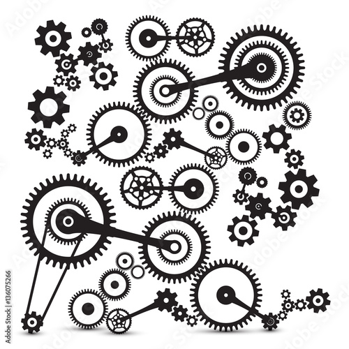 Cogs, Gears. Retro Machinery Vector Symbol.