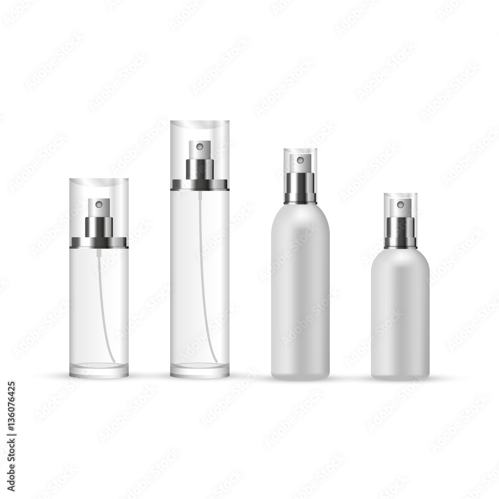 Set of Perfume Spray Bottles in glass and plastic, vector illustration Set of Perfume Spray Bottles in glass and plastic, vector illustration