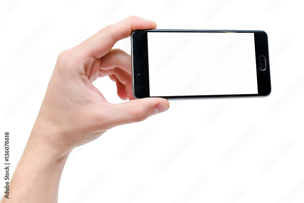 Man hand with phone mock up Man hand with phone mock up