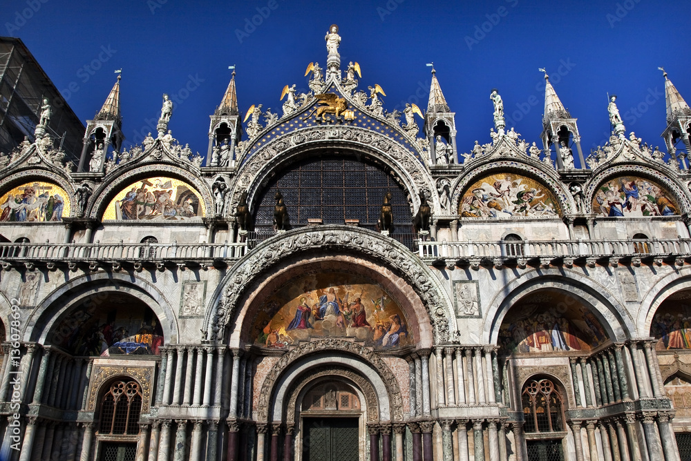 Saint Mark's Basilica Details Statues Mosaics Venice Italy