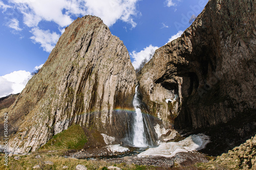 beautiful waterfall in the rocks