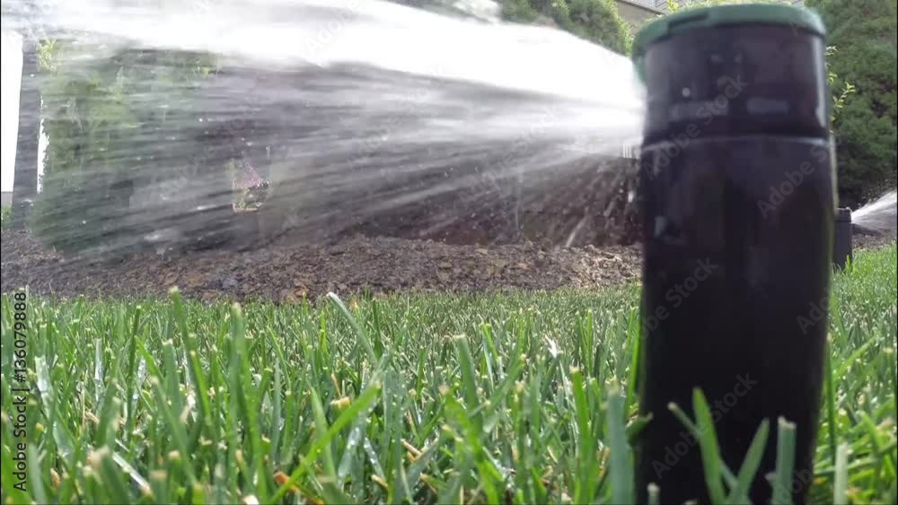 Automatic irrigation system watering lawn Automatic irrigation system watering lawn