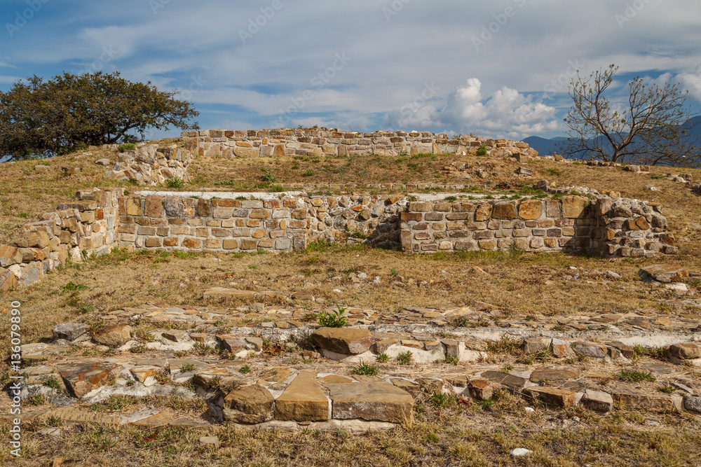 Ruins of the zapotec pre-hispanic city Monte Alban, Oaxaca, Mexi