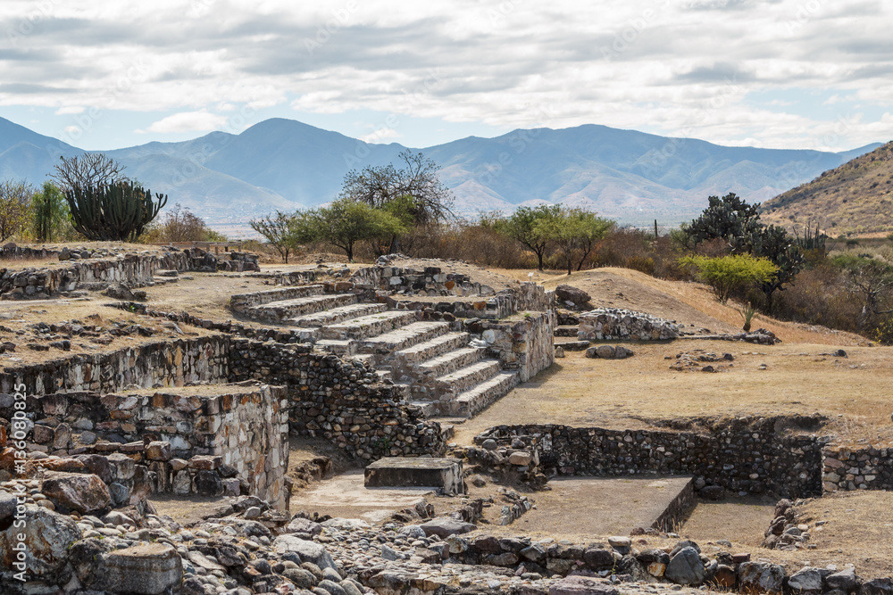 Ruins of the Zapotec pre-hispanic town Dainzu, Oaxaca, Mexico