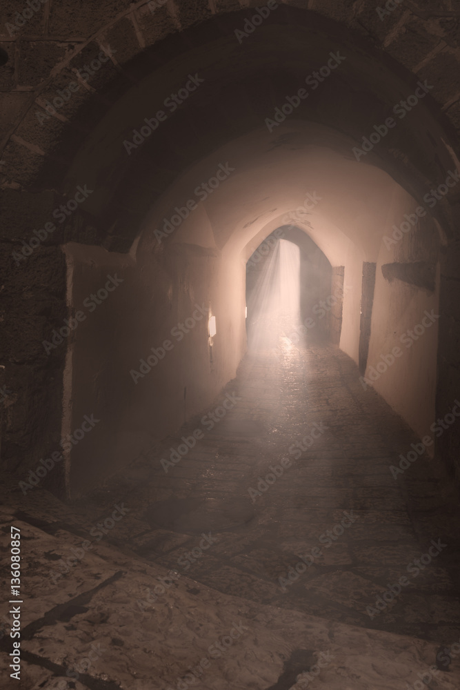 Light at the end of a Misty Tunnel - Old Jaffa City - near Tel Aviv, Israel