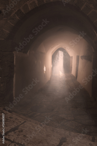 Light at the end of a Misty Tunnel - Old Jaffa City - near Tel Aviv, Israel