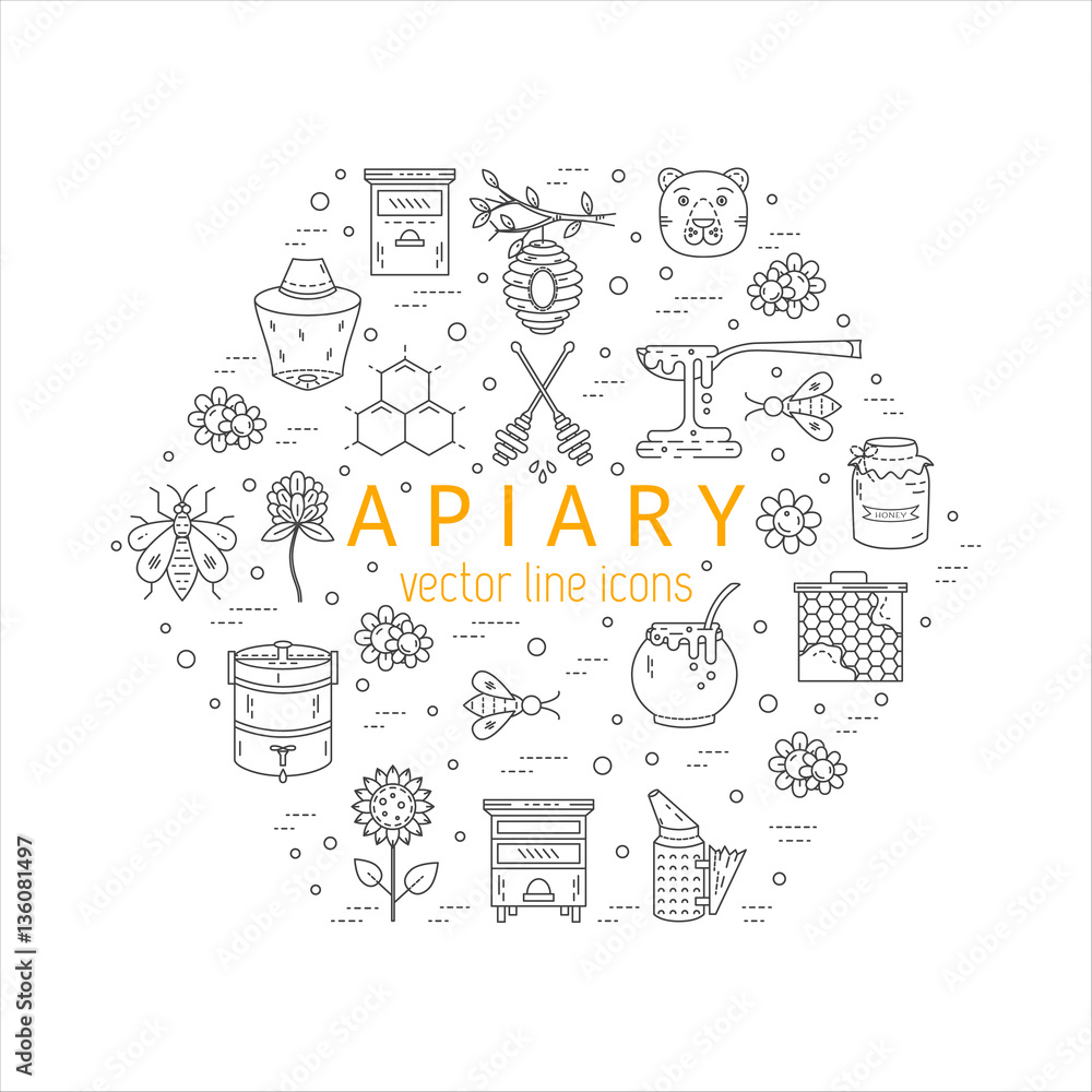 Apiary icons set