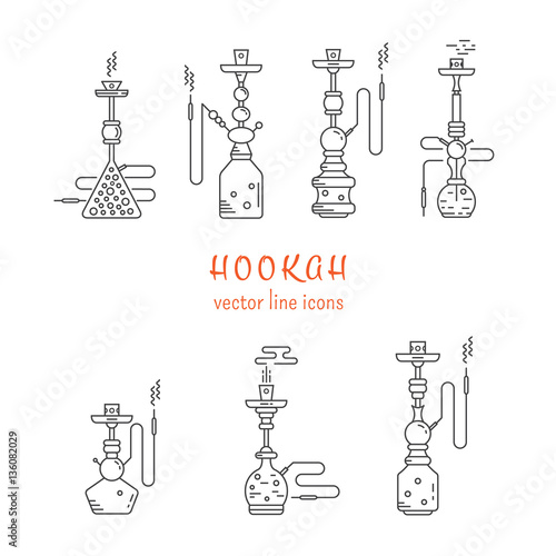 Hookah icons set