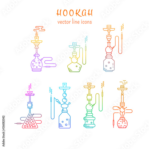 Hookah icons set