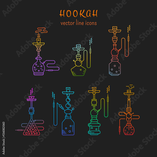 Hookah icons set