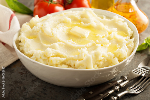 Canvas Print Mashed potatoes in big bowl
