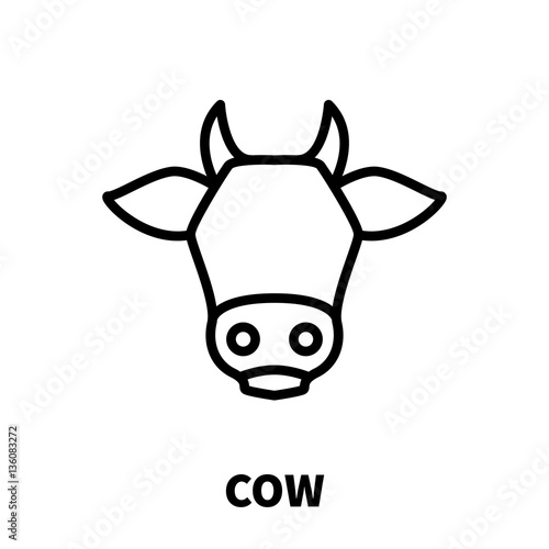 Cow icon or logo in modern line style