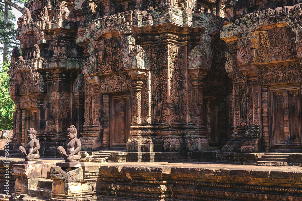 Tower and galleries in Banteay Srei, Siem Reap, Cambodia.