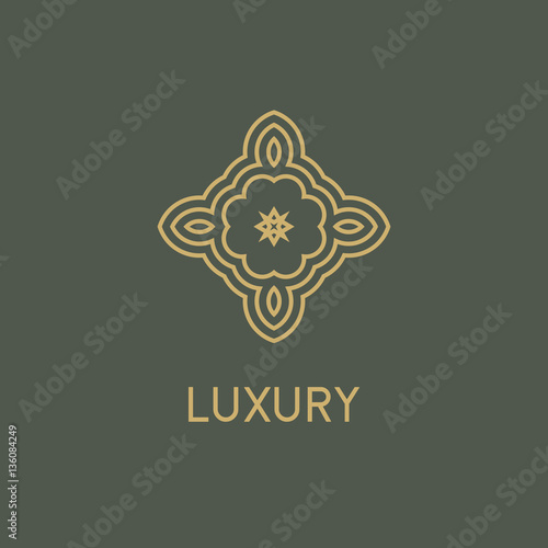 Luxury vector logo. Linear emblem