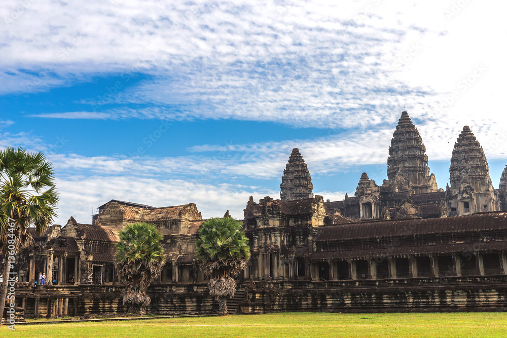 Tower and galleries of Angkor Wat Temple at morning