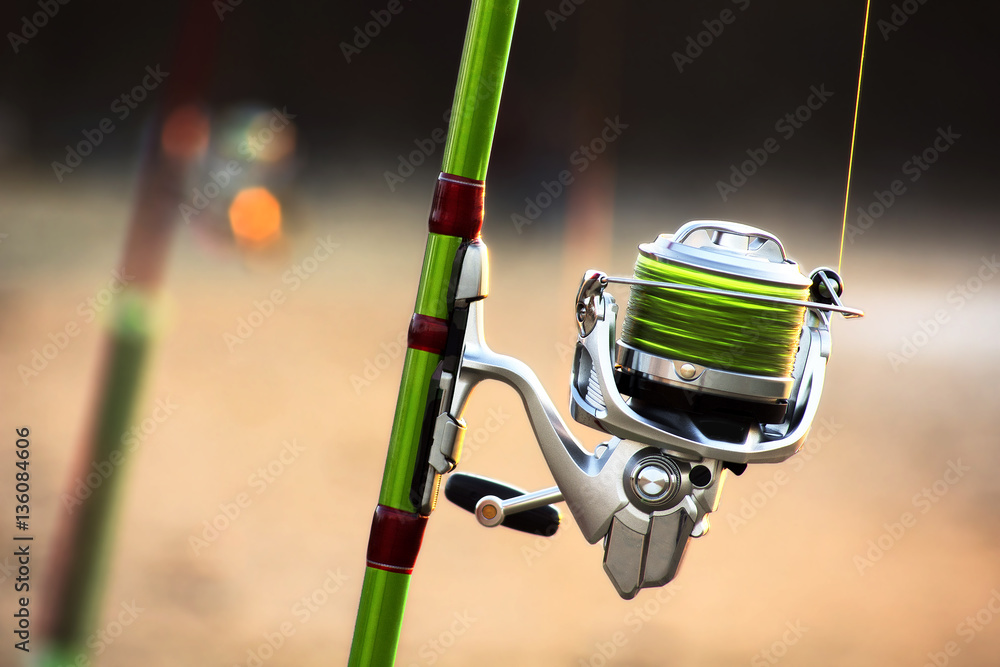 fishing rods with spinning and reel of a fisherman for surfcasti fishing rods with spinning and reel of a fisherman for surfcasti