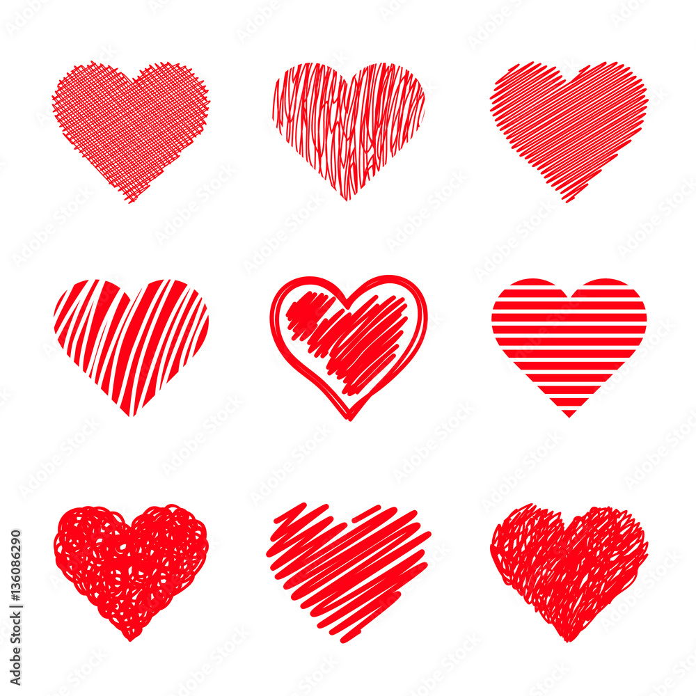 Vector hearts set. Hand drawn. Vector hearts set. Hand drawn.