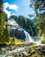 Fototapete Alpen Wasserfall in den Zillertaler Alpen Österreich  © egon999