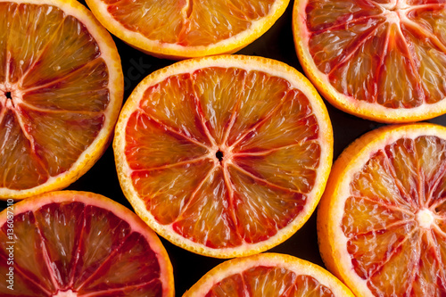 red sicilian oranges sliced