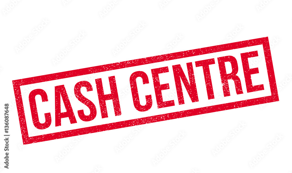 Cash Centre rubber stamp. Grunge design with dust scratches. Effects can be easily removed for a clean, crisp look. Color is easily changed.