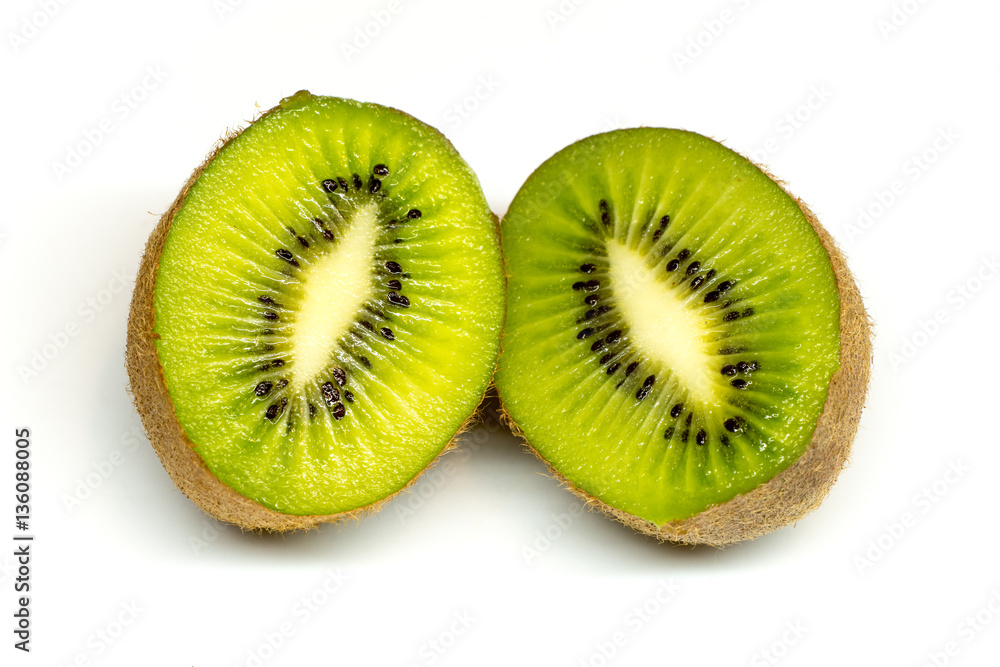 macro shoot of kiwi fruit isolated on white background macro shoot of kiwi fruit isolated on white background