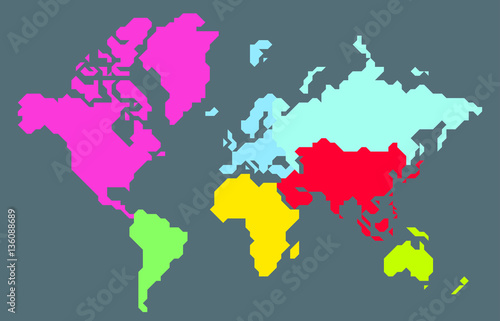 Abstract colorful polygonal world map
