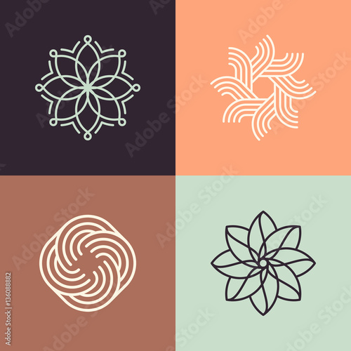 Abstract line pattern logos. Good fro spa, yoga, pilates concept. Eps10 vector symbols.
