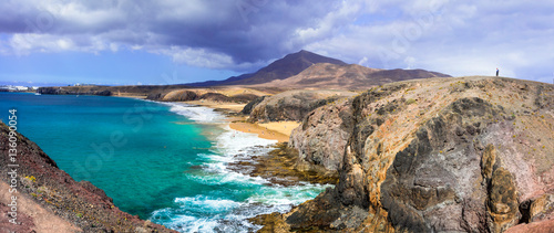 Beautiful volcanic nature and beaches of Lanzarote.Papagayo beac