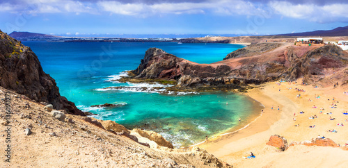 Unique volcanic island Lanzarote - beautiful beach Papagayo, Canary islands, Spain photo
